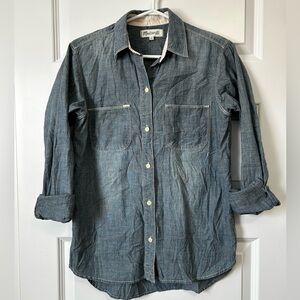 Madewell Perfect Chambray Button Down Shirt New XS 100% Cotton